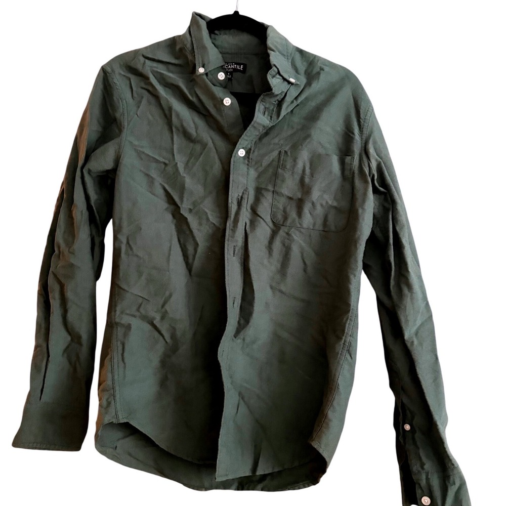 J‎ Crew Mercantile Flex Button Down Shirt Men S Green Long Sleeve 100% Cotton